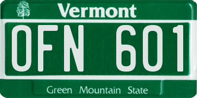 VT license plate OFN601