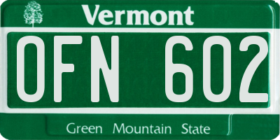 VT license plate OFN602
