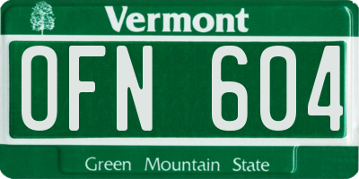 VT license plate OFN604