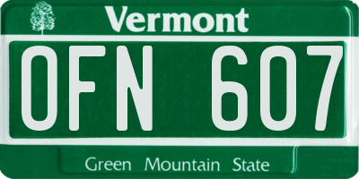 VT license plate OFN607