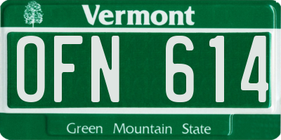 VT license plate OFN614