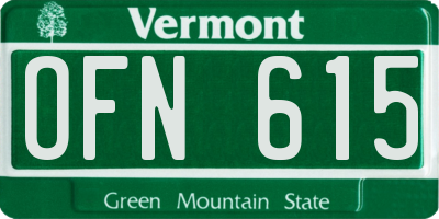 VT license plate OFN615