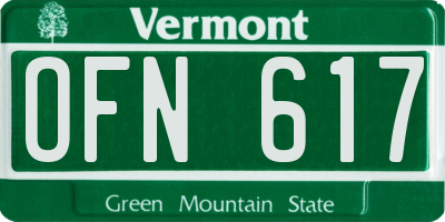 VT license plate OFN617