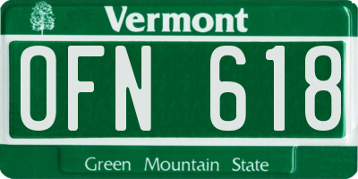 VT license plate OFN618