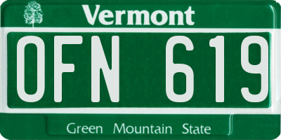VT license plate OFN619