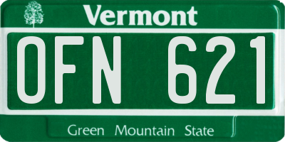 VT license plate OFN621