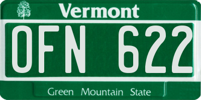 VT license plate OFN622