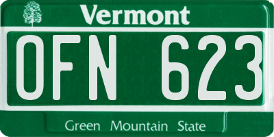 VT license plate OFN623