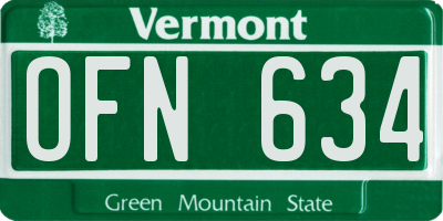 VT license plate OFN634