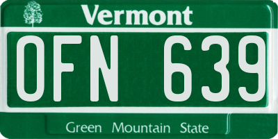 VT license plate OFN639