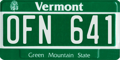 VT license plate OFN641