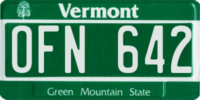 VT license plate OFN642