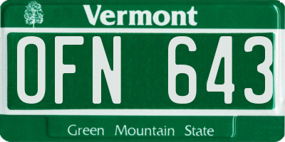 VT license plate OFN643