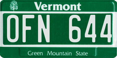 VT license plate OFN644