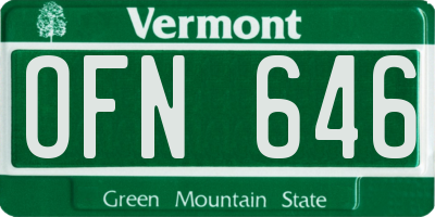 VT license plate OFN646