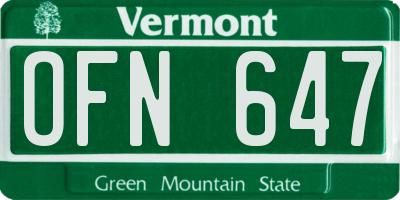 VT license plate OFN647