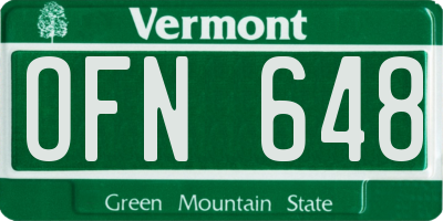 VT license plate OFN648