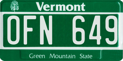 VT license plate OFN649