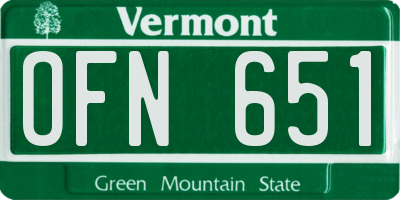 VT license plate OFN651