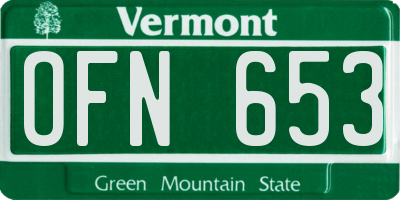 VT license plate OFN653