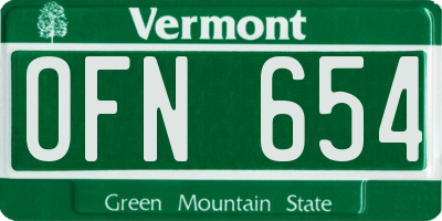 VT license plate OFN654
