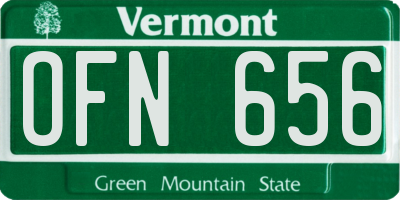 VT license plate OFN656