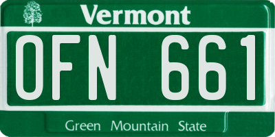 VT license plate OFN661