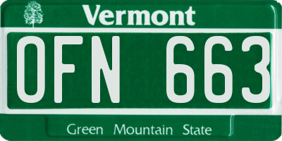 VT license plate OFN663