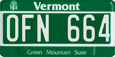 VT license plate OFN664