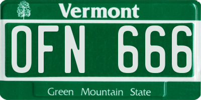 VT license plate OFN666