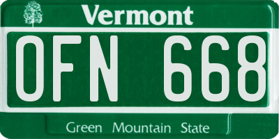 VT license plate OFN668