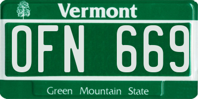 VT license plate OFN669