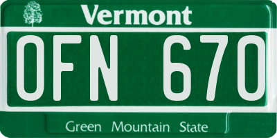 VT license plate OFN670