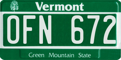 VT license plate OFN672
