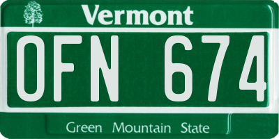 VT license plate OFN674