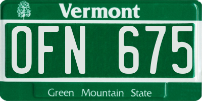 VT license plate OFN675