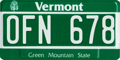 VT license plate OFN678