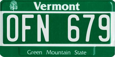 VT license plate OFN679