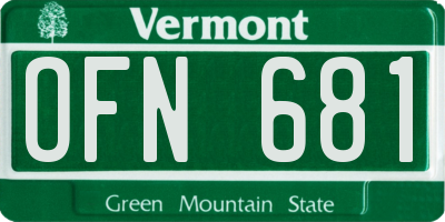 VT license plate OFN681