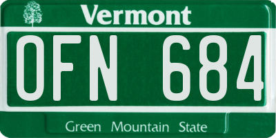 VT license plate OFN684