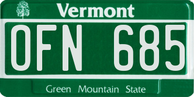 VT license plate OFN685