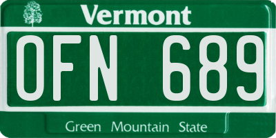 VT license plate OFN689