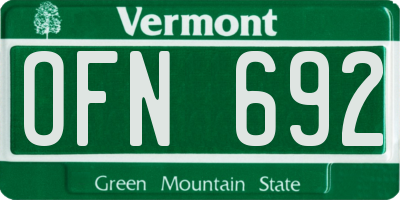 VT license plate OFN692