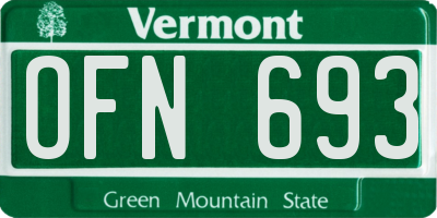 VT license plate OFN693