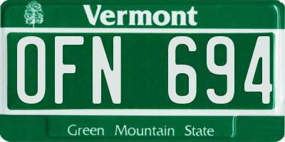 VT license plate OFN694