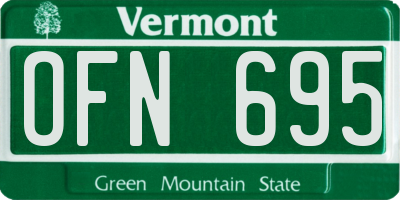 VT license plate OFN695