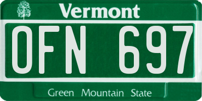 VT license plate OFN697