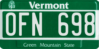 VT license plate OFN698