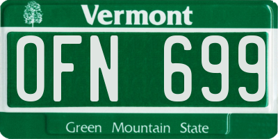 VT license plate OFN699