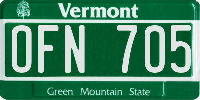 VT license plate OFN705